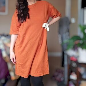 Zara Burnt Orange Short Sleeves T Shirt Dress Size Medium